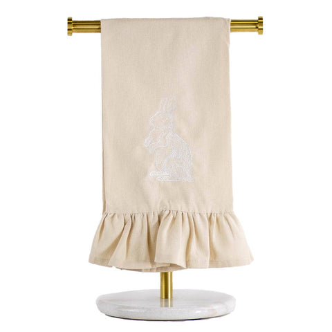 Alyse Bunny Ruffle Hand Towel |Oat/White|   20x28