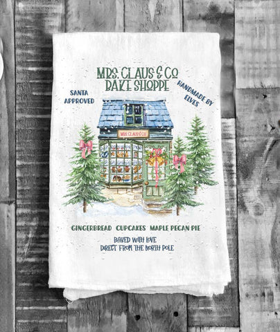Mrs Claus Bake Shoppe Christmas Cotton Tea Towels Kitchen