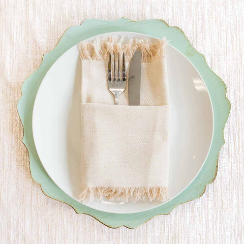 Herringbone Fringe Napkin | Natural/White | 20x20