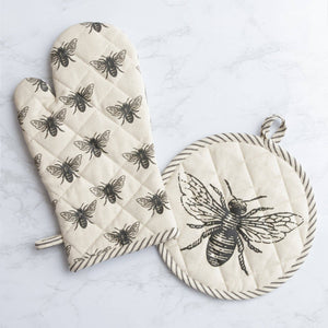 Bee Oven Mitt and Pot Holder set