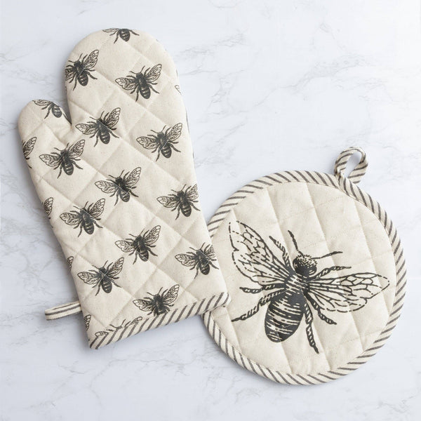 Bee Oven Mitt and Pot Holder set