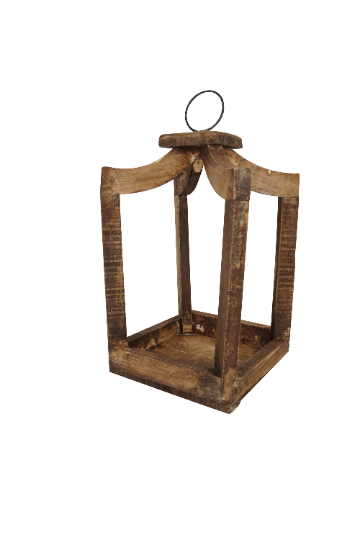 Canopy Farmhouse Wood Lantern-Home Decor-Rustic Brown-Small