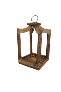 Canopy Farmhouse Wood Lantern-Home Decor-Rustic Brown-Small