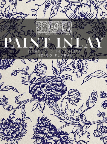 Indigo Floral 12x16 IOD Paint Inlays