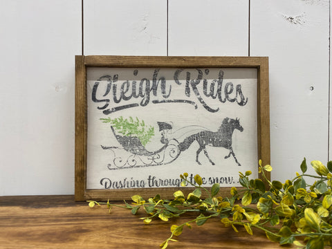 Sleigh Ride 8x11 Wooden Sign