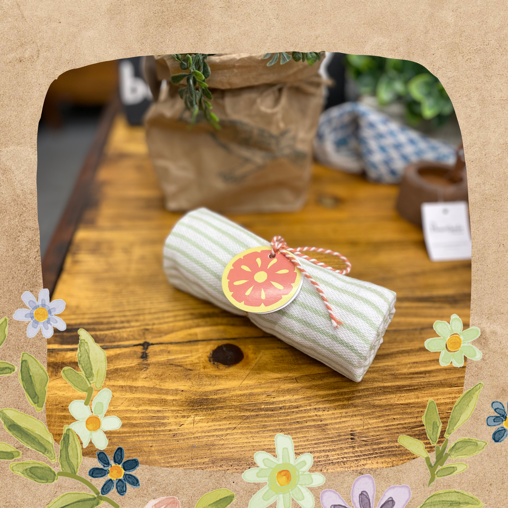Green Stripe Sweet Summer Dish Towels | Green Stripes
