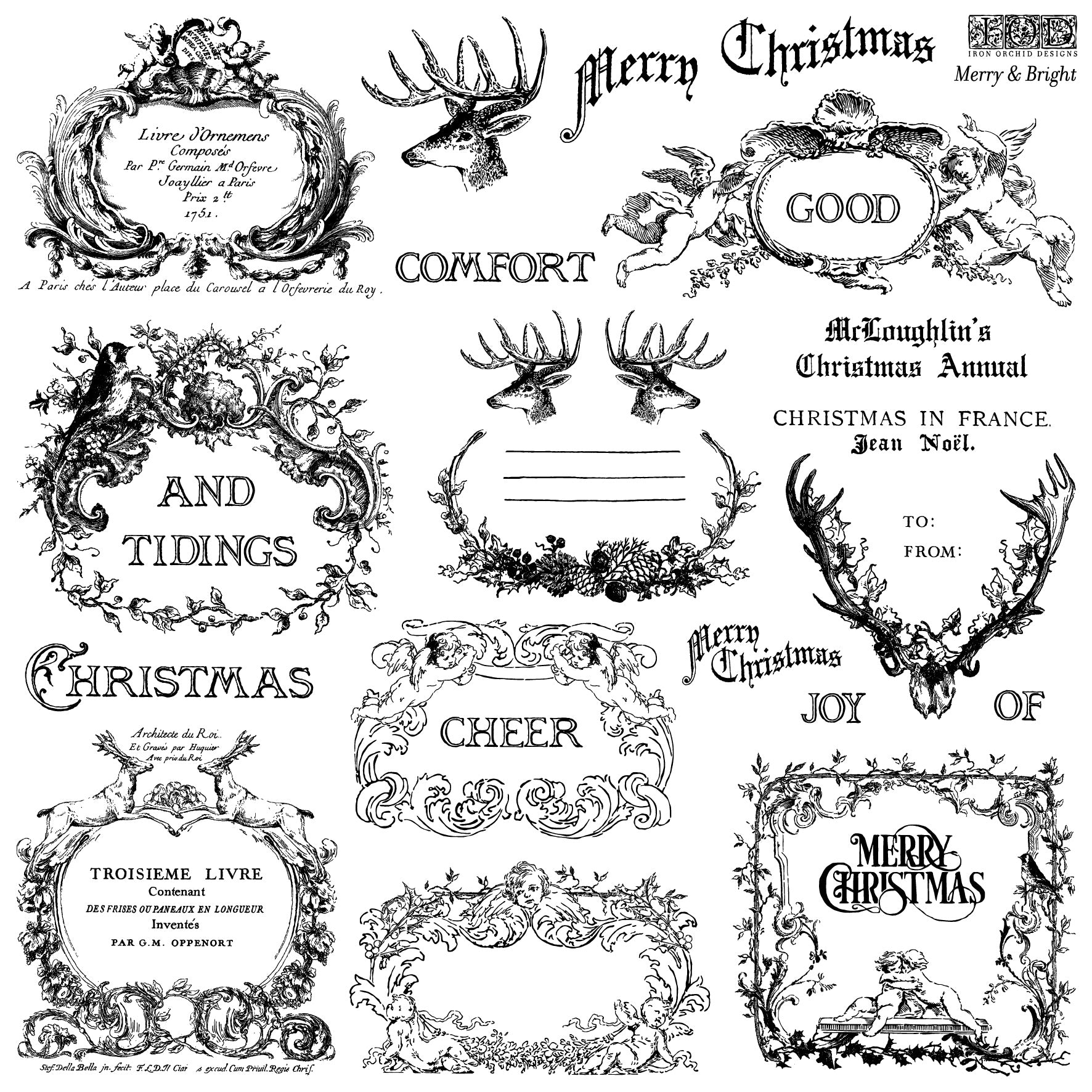MERRY AND BRIGHT 12×12 IOD STAMP™