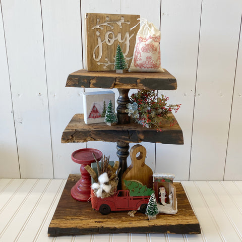 Handmade Reclaimed Wood Three Tiered Tray