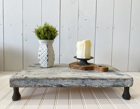 Handmade Distressed White Barnwood Riser
